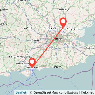 Portsmouth Harlow train map