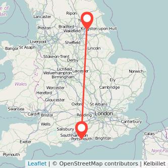 Portsmouth Goole train map