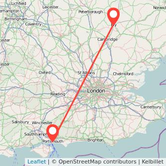 Portsmouth Ely train map