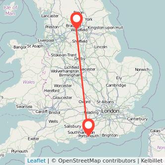 Portsmouth Dewsbury train map