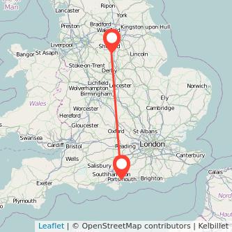 Portsmouth Chesterfield train map