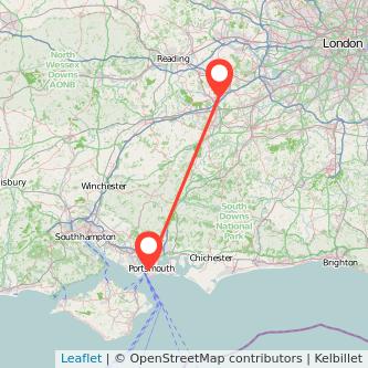 Portsmouth Camberley bus map