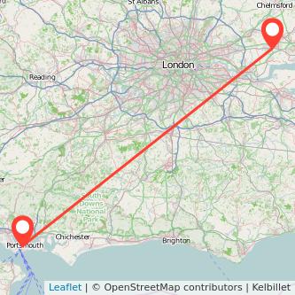 Portsmouth Basildon train map