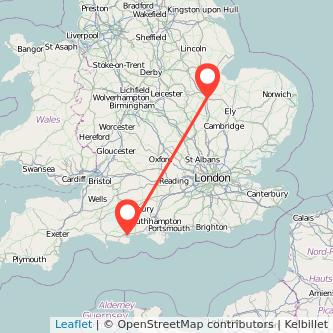 Poole Peterborough train map