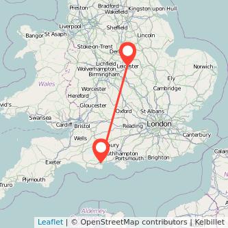 Poole Leicester bus map