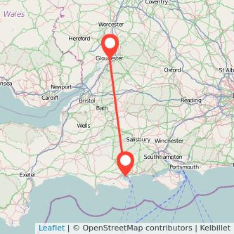 Poole Gloucester bus map