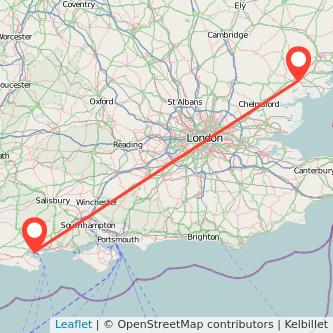 Poole Colchester bus map