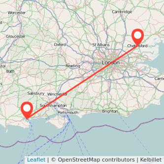 Poole Chelmsford bus map