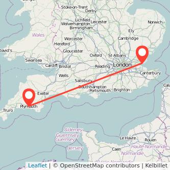 Plymouth Southend-on-Sea bus map