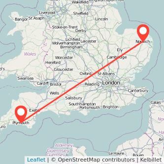 Plymouth Norwich train map