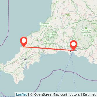 Plymouth Newquay bus map