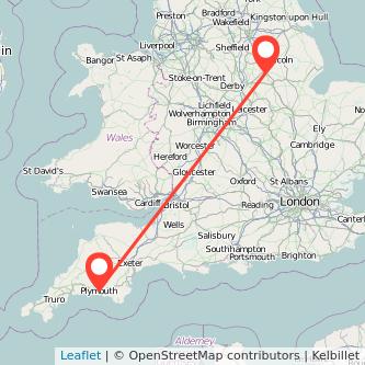 Plymouth Newark on Trent bus map