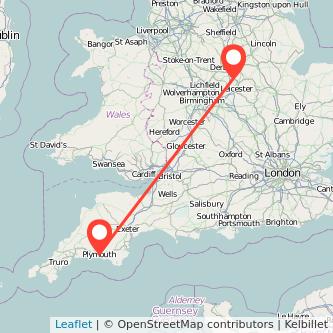 Plymouth Loughborough train map