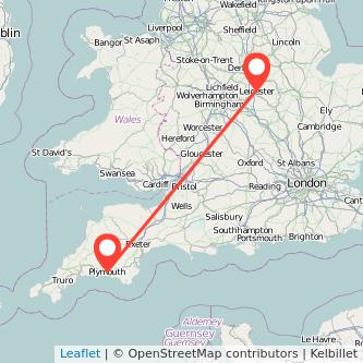 Plymouth Leicester train map