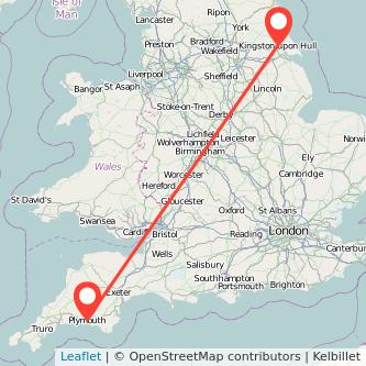 Plymouth Hull train map