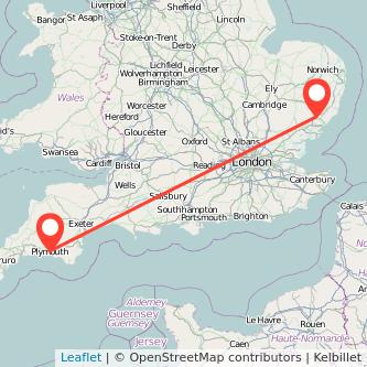 Plymouth Ipswich bus map