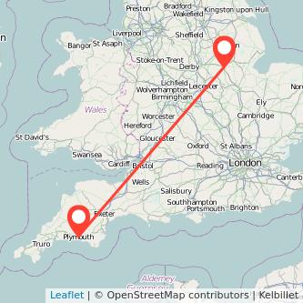 Plymouth Grantham train map