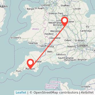 Plymouth Coventry train map