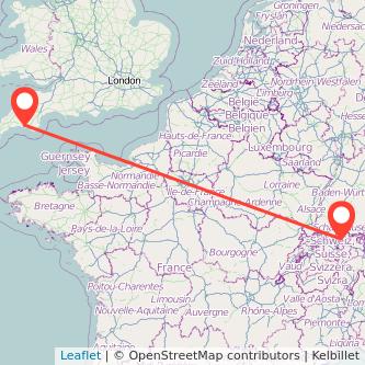 Plymouth Zurich train map