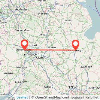 Peterborough Wolverhampton train map