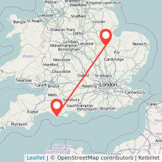 Peterborough Weymouth train map