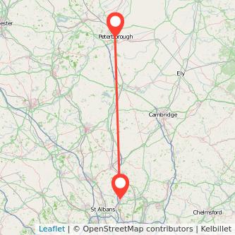 Peterborough Welwyn Garden City train map