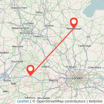 Peterborough Swindon train map
