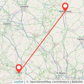 Peterborough Oxford train map