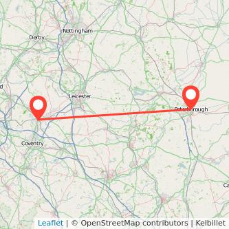 Peterborough Nuneaton train map