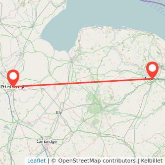 Peterborough Norwich train map