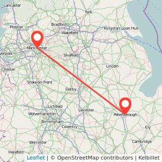 Peterborough Manchester bus map