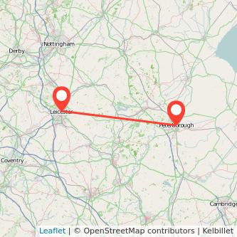 Peterborough Leicester bus map