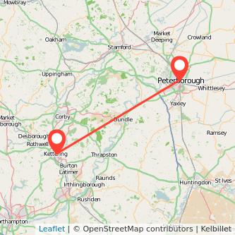 Peterborough Kettering bus map