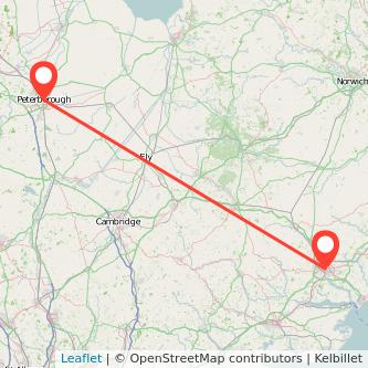 Peterborough Ipswich train map