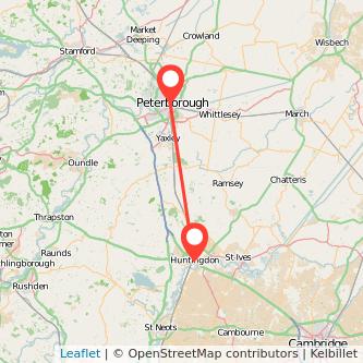 Peterborough Huntingdon bus map