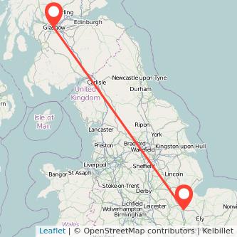 Peterborough Glasgow train map