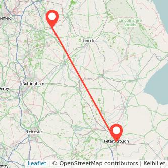 Peterborough Retford train map