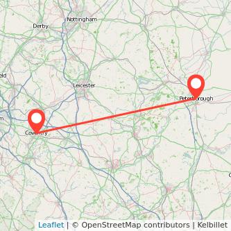 Peterborough Coventry train map