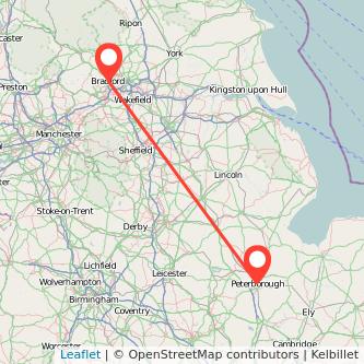 Peterborough Bradford train map