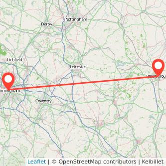 Peterborough Birmingham train map