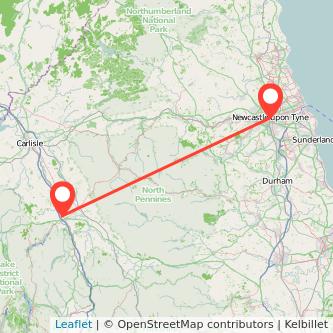 Penrith Newcastle upon Tyne bus map