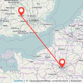 Oxford Paris train map