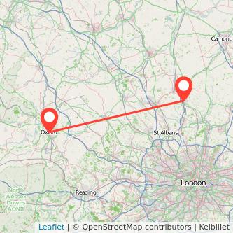 Oxford Stevenage train map