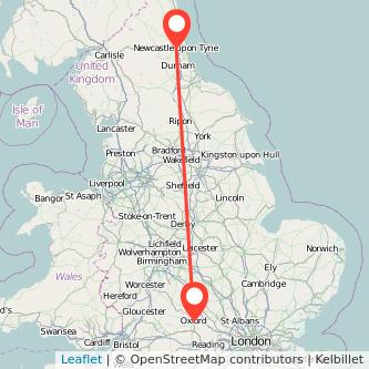 Oxford Newcastle upon Tyne train map