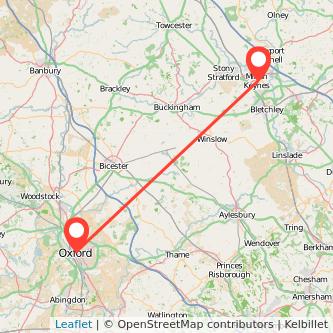 Oxford Milton Keynes bus map