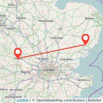 Oxford Ipswich train map