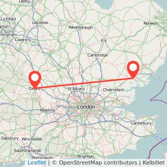 Oxford Colchester train map
