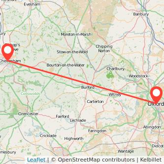 Oxford Cheltenham bus map