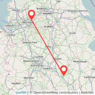 Oldham Northampton train map