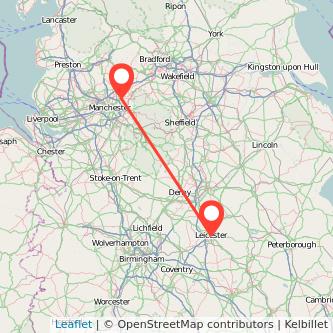 Oldham Leicester bus map